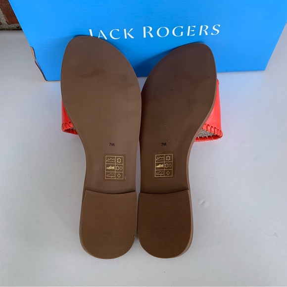 Jack Rogers Womens Sofia red Leather Slip On Flat Sandals Shoes US 7 M NEW - Picture 6 of 9